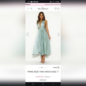 Hello Molly Prime Asset Midi Dress Sage Size 8